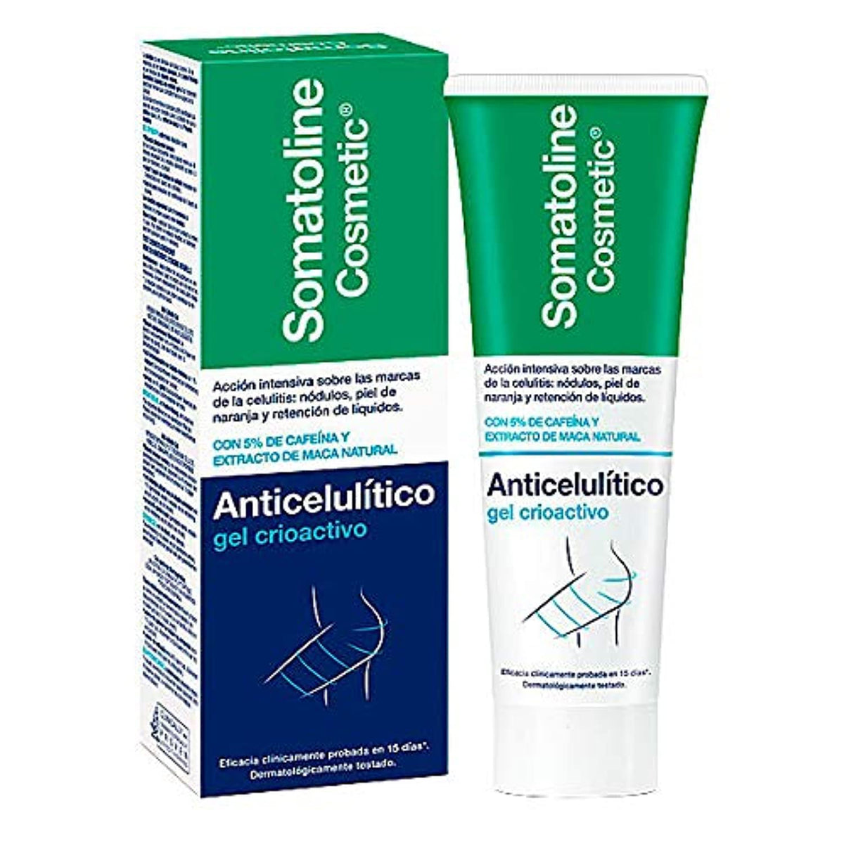 Somatoline Cryoactif gel bottle with cooling action ready to apply.