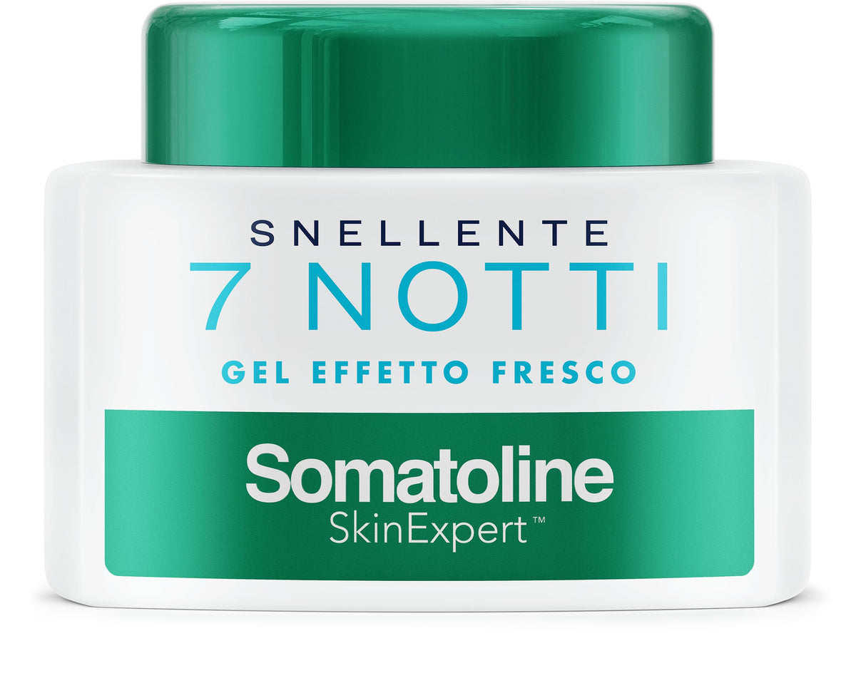 Somatoline Slimming 7 Nights gel bottle pour shows quick absorption during evening routine