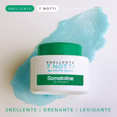 Somatoline Slimming 7 Nights texture closeup highlights a cooling gel texture