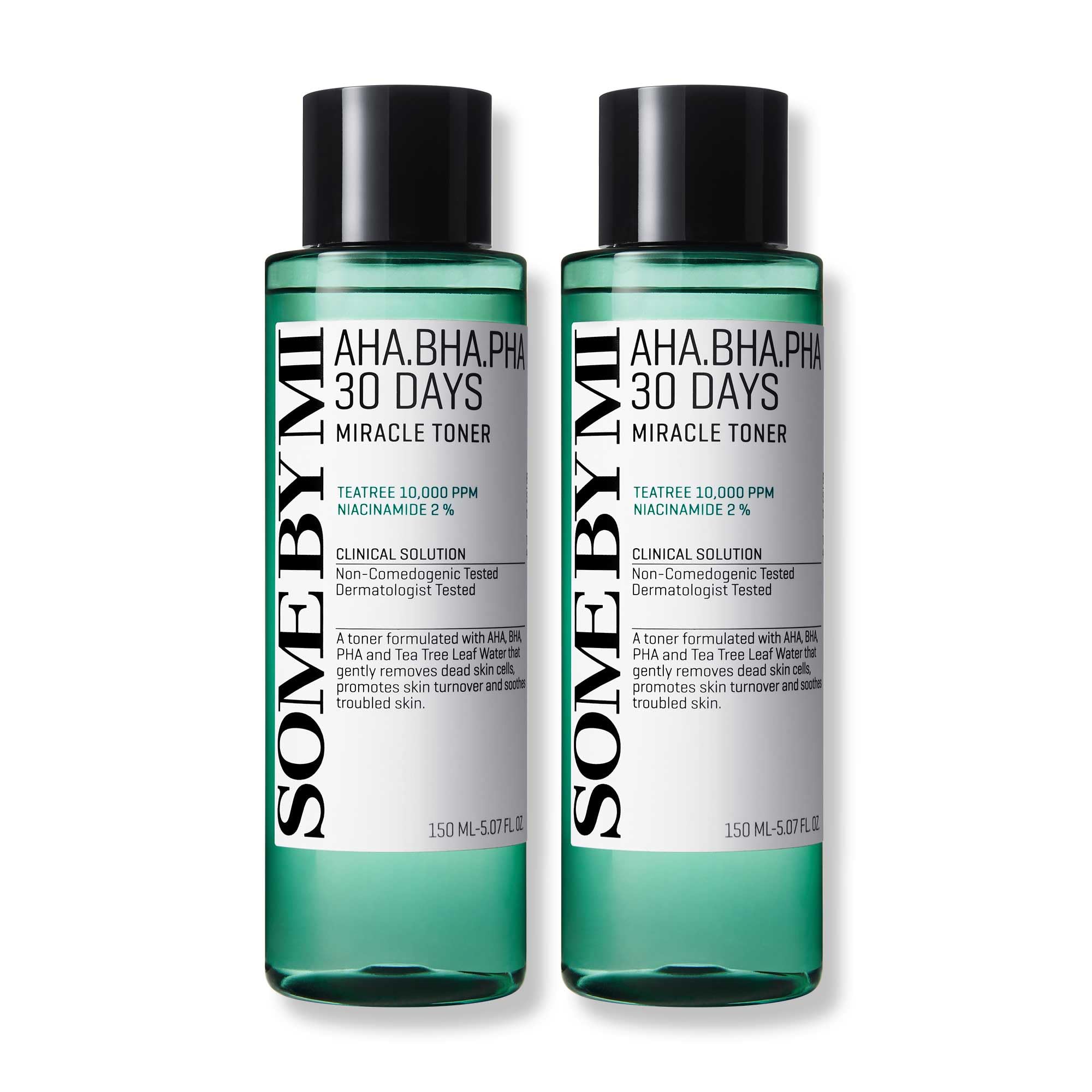 SOME BY MI AHA BHA PHA 30 Days Miracle Toner pack of 2 bottles for daily pore care.