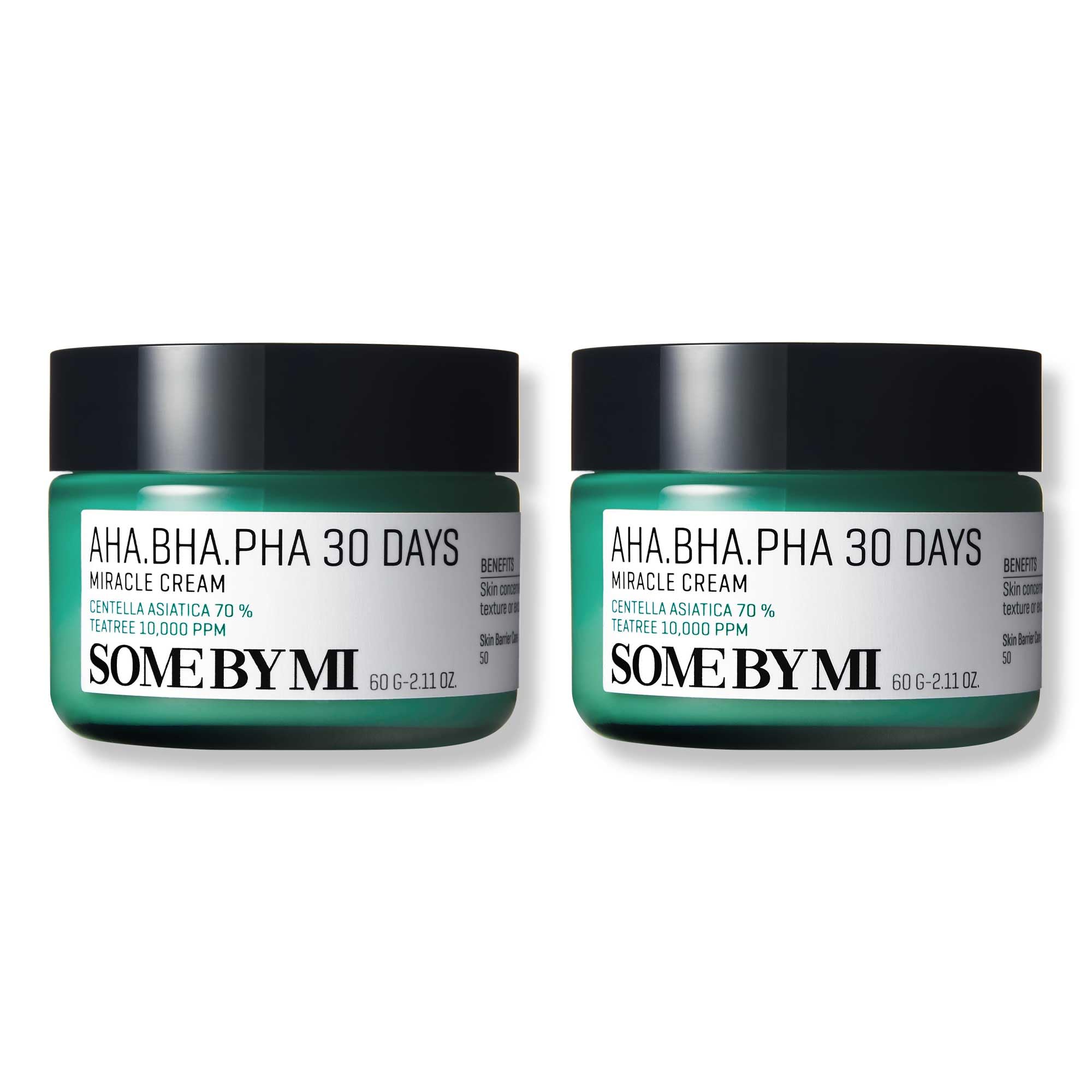 SOME BY MI AHA BHA PHA 30 Days Miracle Cream pack shows two jars for daily exfoliating hydration.