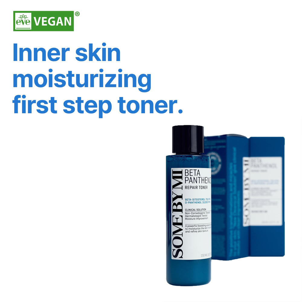 SOME BY MI Beta-Panthenol Repair Toner label closeup showing non-comedogenic design.