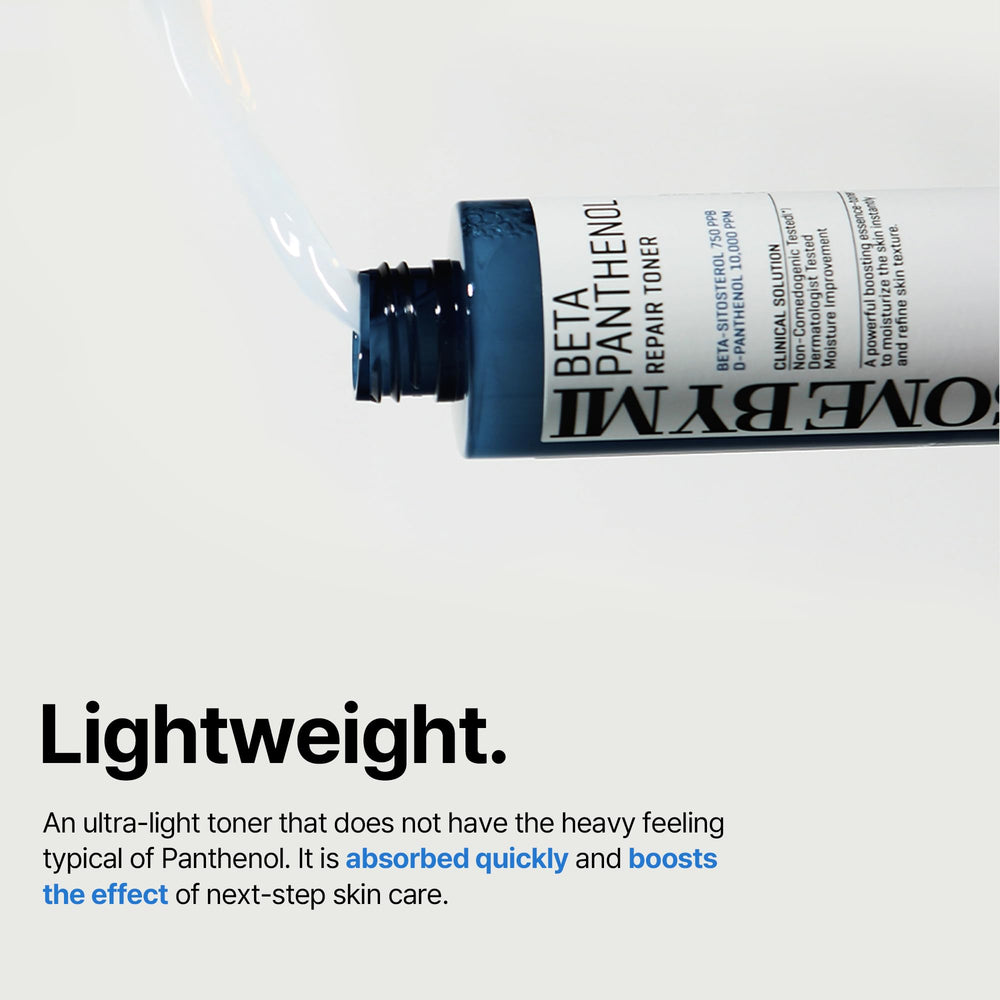 SOME BY MI Beta-Panthenol Repair Toner milky essence on skin for hydration.