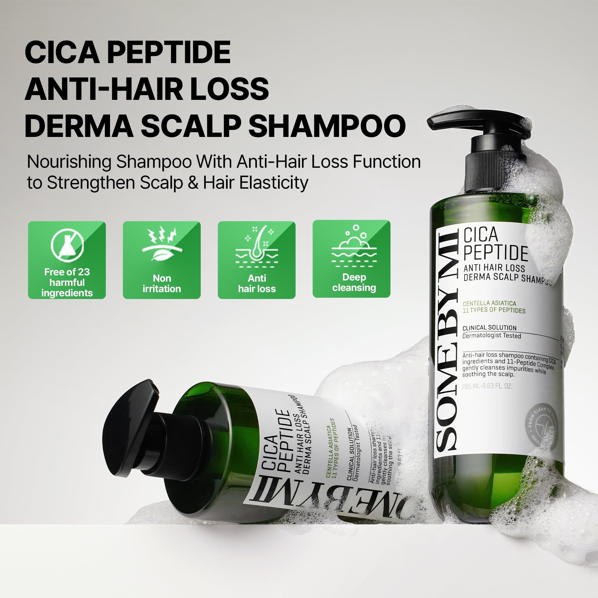 Some By Mi cica peptide tonic foam texture suggesting gentle cleansing.
