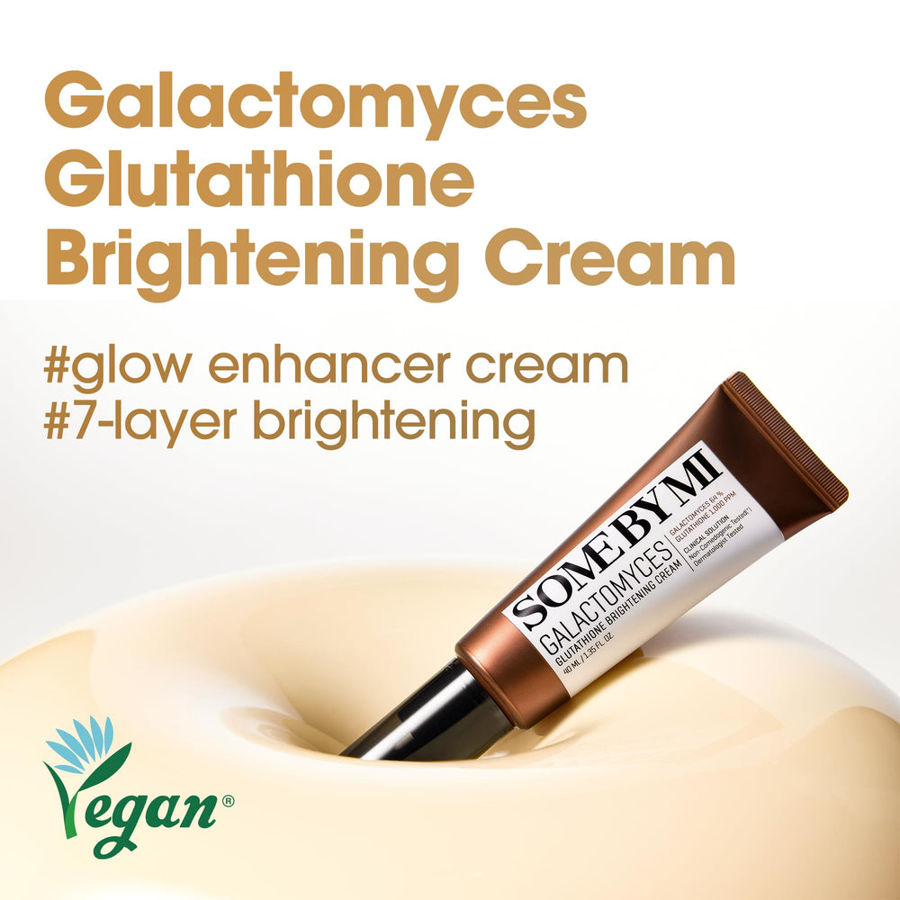 Close-up of ingredients in SOME BY MI Galactomyces Glutathione Brightening Cream highlighting glutathione.