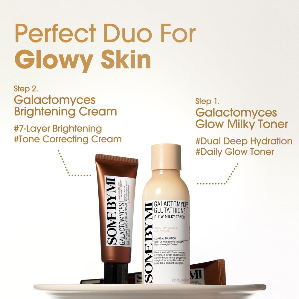 Panthenol and allantoin soothe in SOME BY MI Galactomyces Glutathione Brightening Cream for balanced skin.