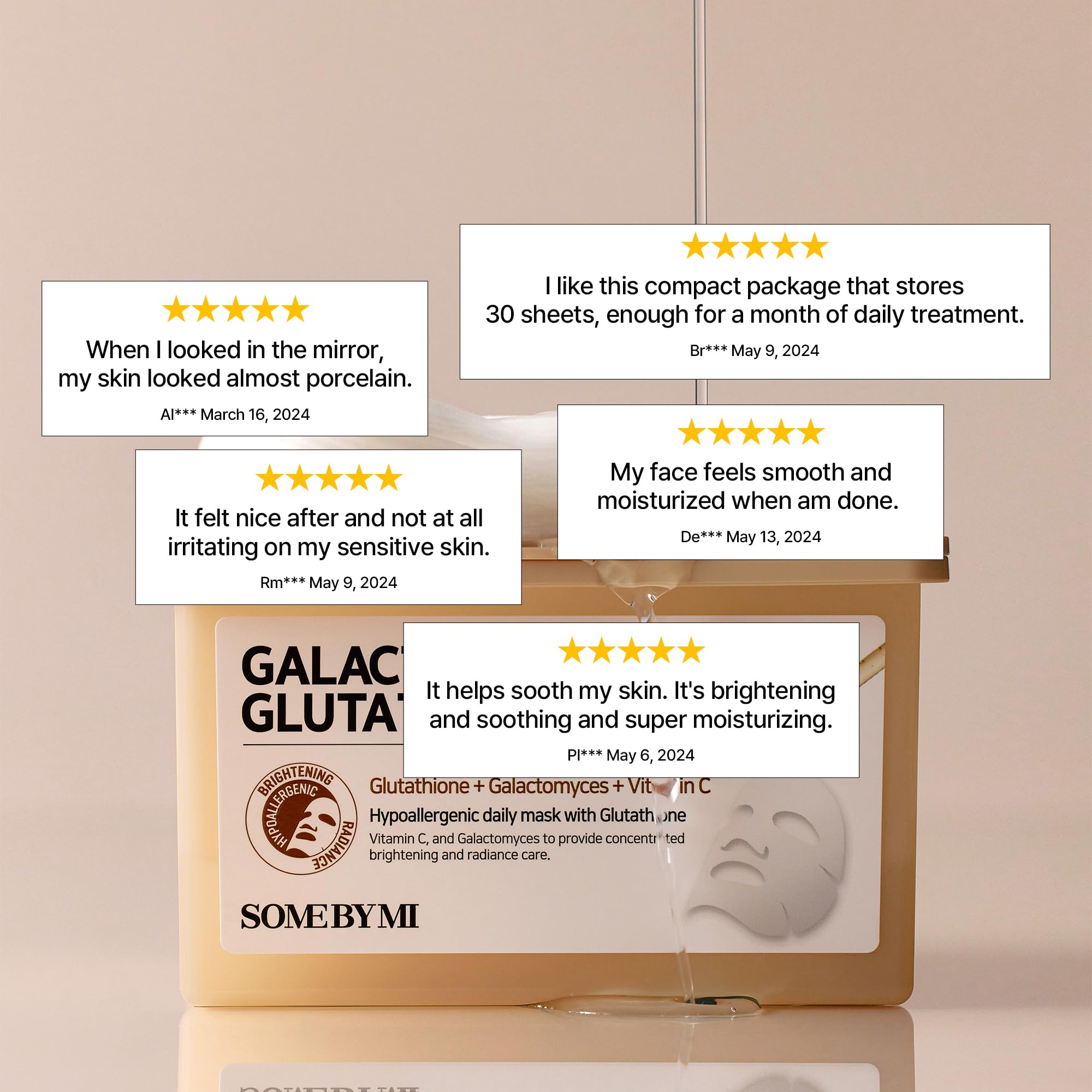 SOME BY MI Galactomyces Glutathione Daily Mask sheets pack ready for routine