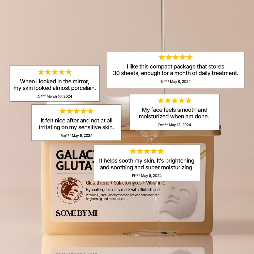 SOME BY MI Galactomyces Glutathione Daily Mask sheets pack ready for routine