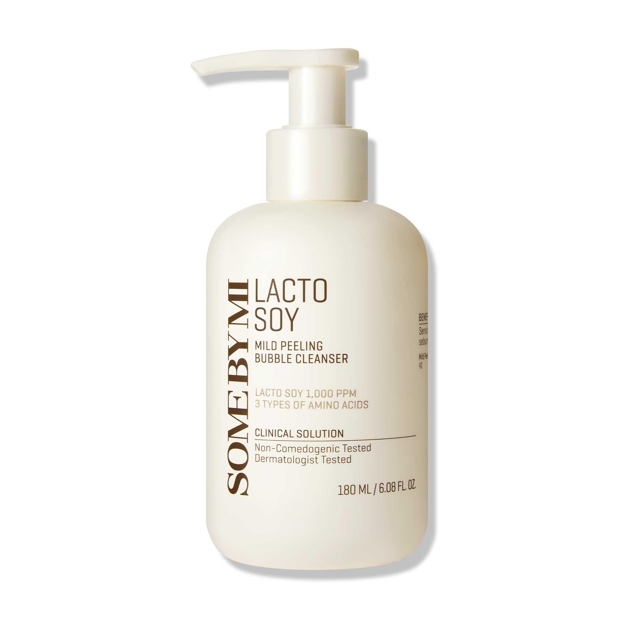 SOME BY MI Lacto Soy Mild Peeling Bubble Cleanser bottle demonstrates gentle exfoliation for smoother skin