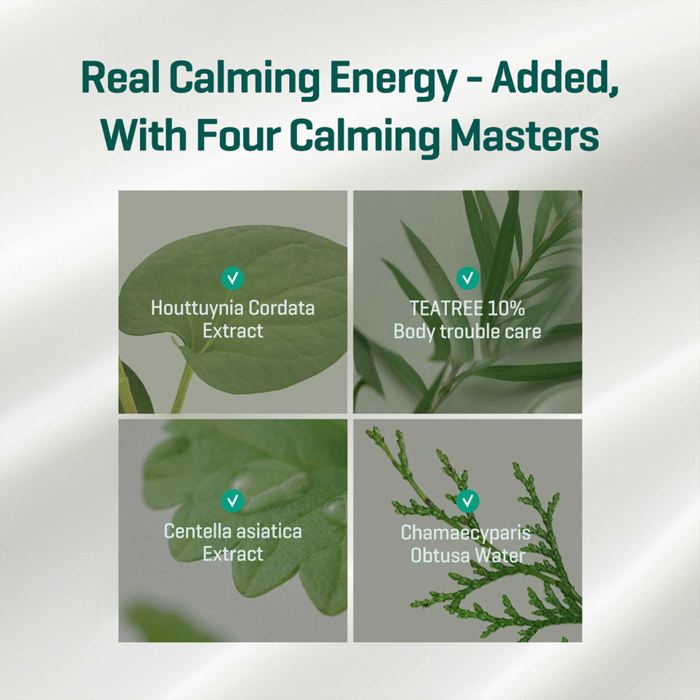 SOME BY MI Miracle Calming Body Lotion Centella and tea tree visuals highlight soothing care.