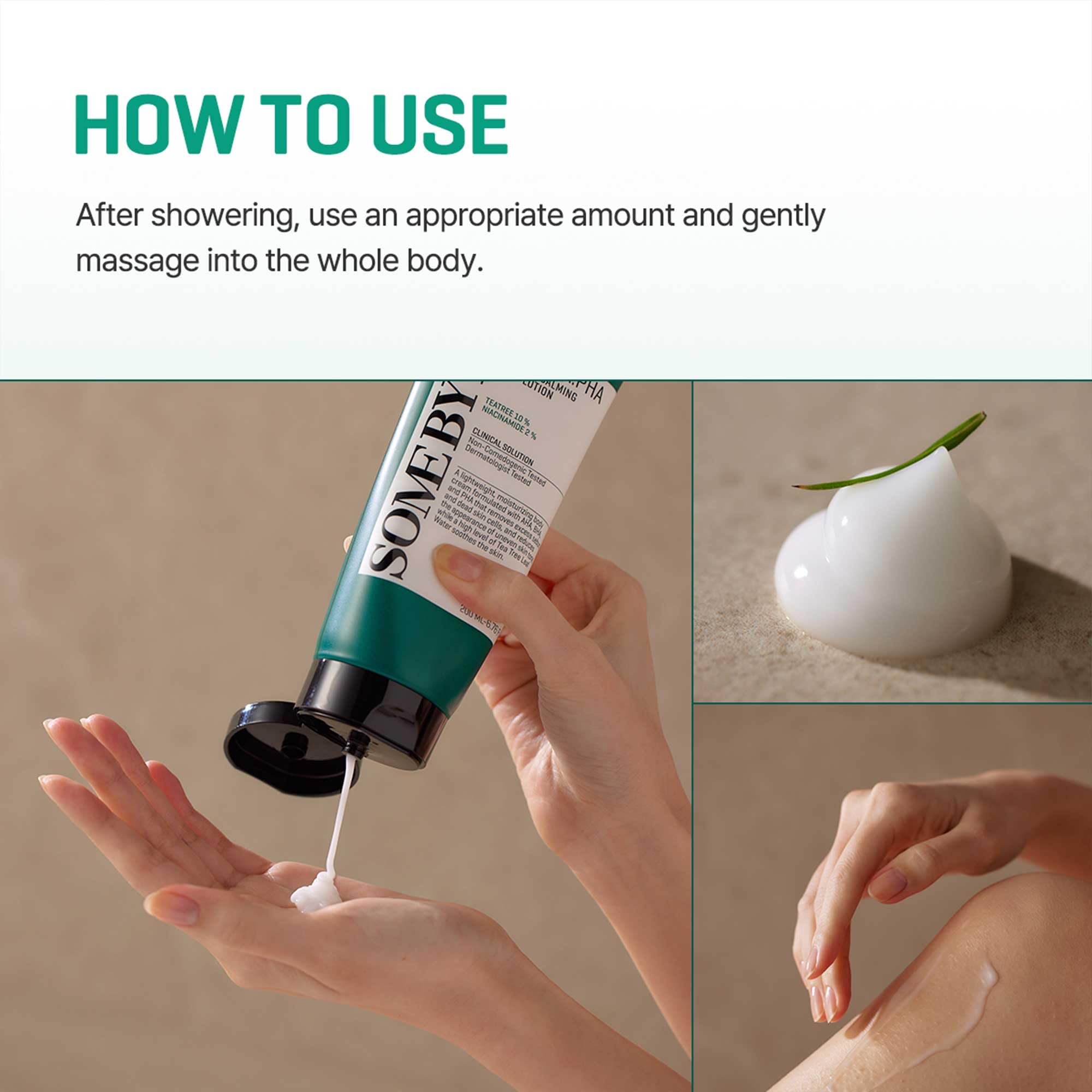 SOME BY MI Miracle Calming Body Lotion dry-skin image implies targeted hydration.