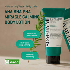 SOME BY MI Miracle Calming Body Lotion texture closeup displays creamy, non-greasy feel.