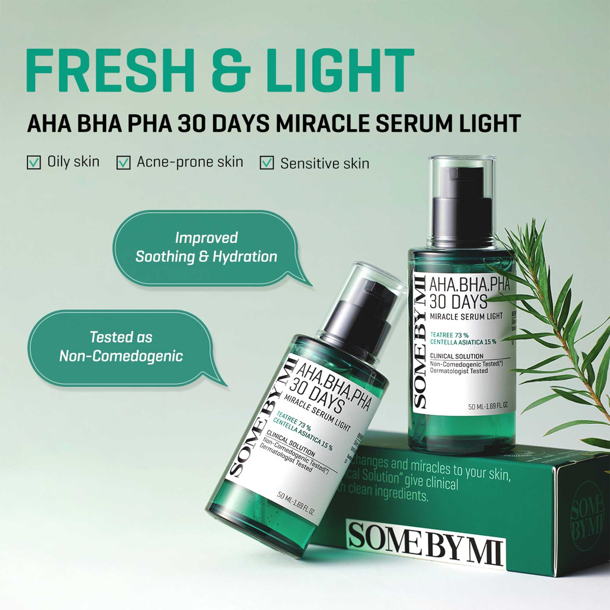 SOME BY MI Miracle Serum Light pump showing easy application for radiant skin