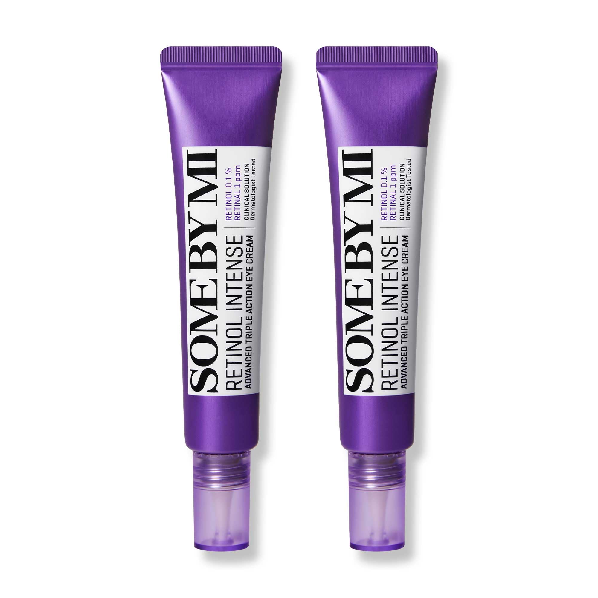 SOME BY MI Retinol Eye Cream pack 2 bottle close-up showing luxurious, hydrating texture