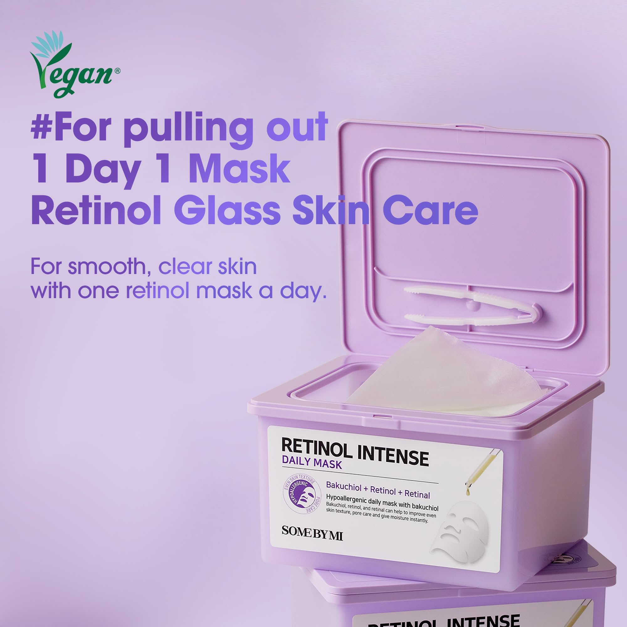 SOME BY MI Retinol Intense Daily Mask sheet close-up emphasizing hydration.