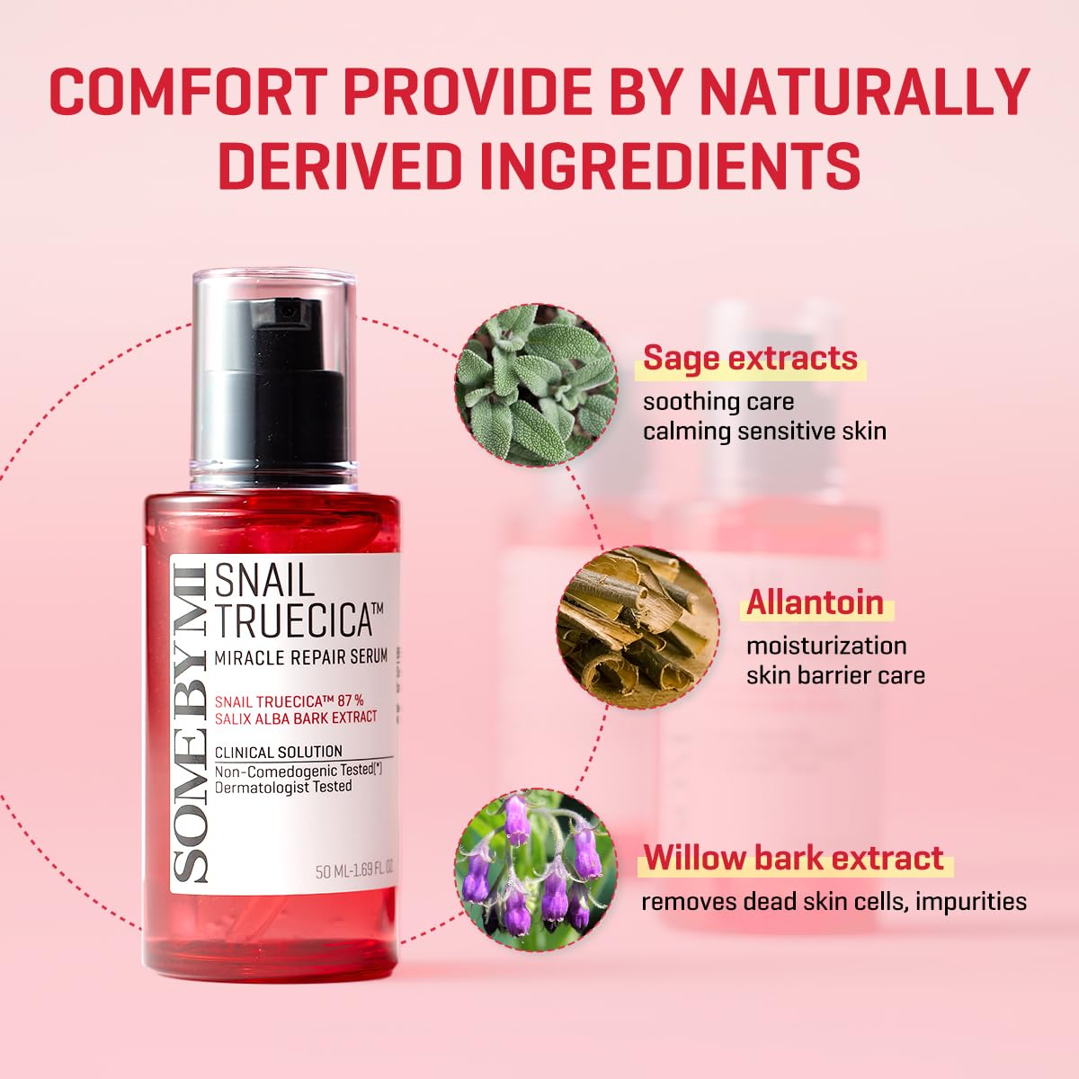 SOME BY MI Snail Trucica Serum label detail highlighting calming Truecica blend