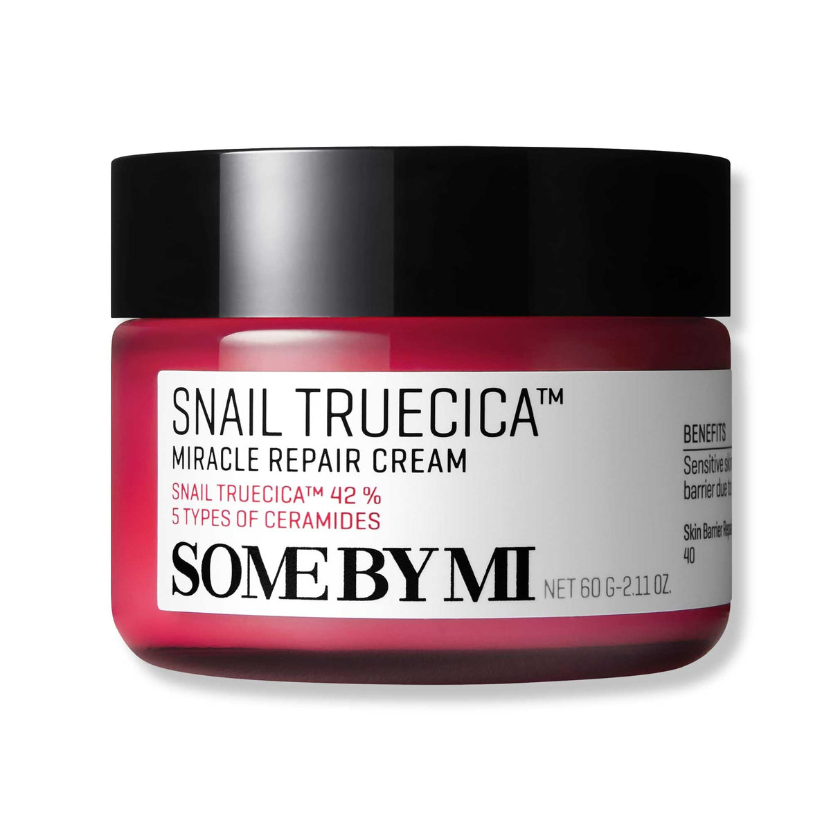 SOME BY MI Snail Truecica Cream jar close-up for soothing hydration on sensitive skin.