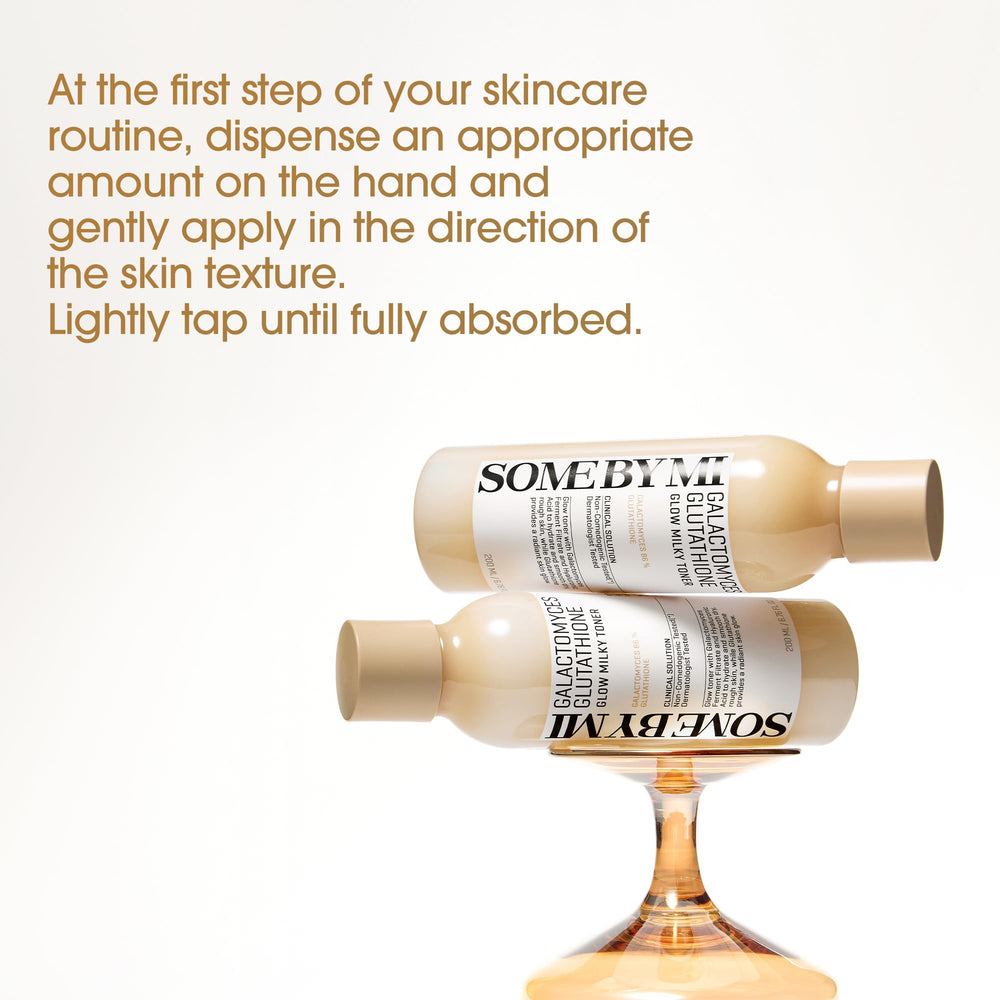 Milky toner texture being poured, suggesting smooth, non-sticky finish.