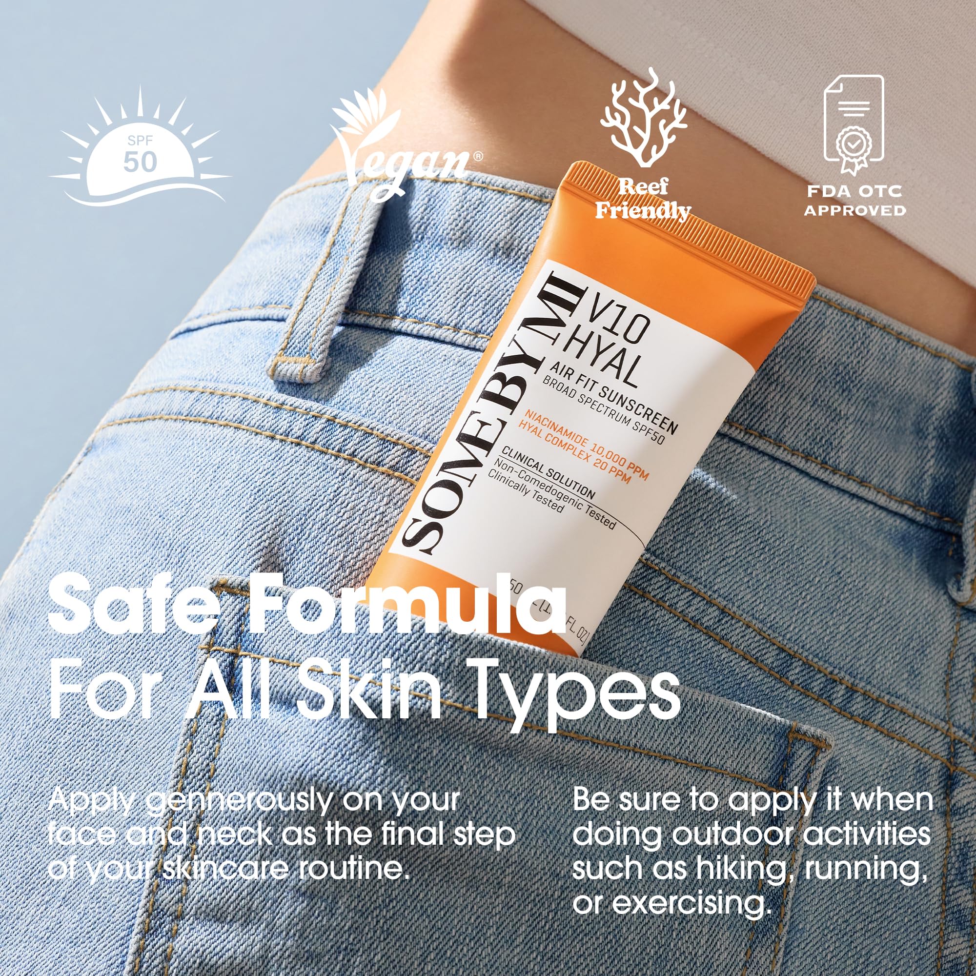 SOME BY MI V10 sunscreen used outdoors with sun protection benefits.