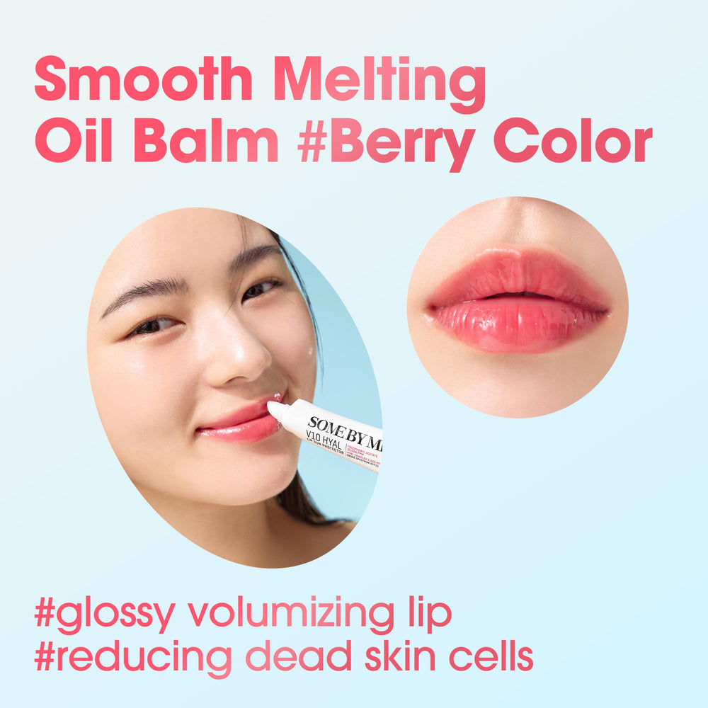 SOME BY MI V10 Hyal Lip Sun Protector Berry close-up shows glossy texture