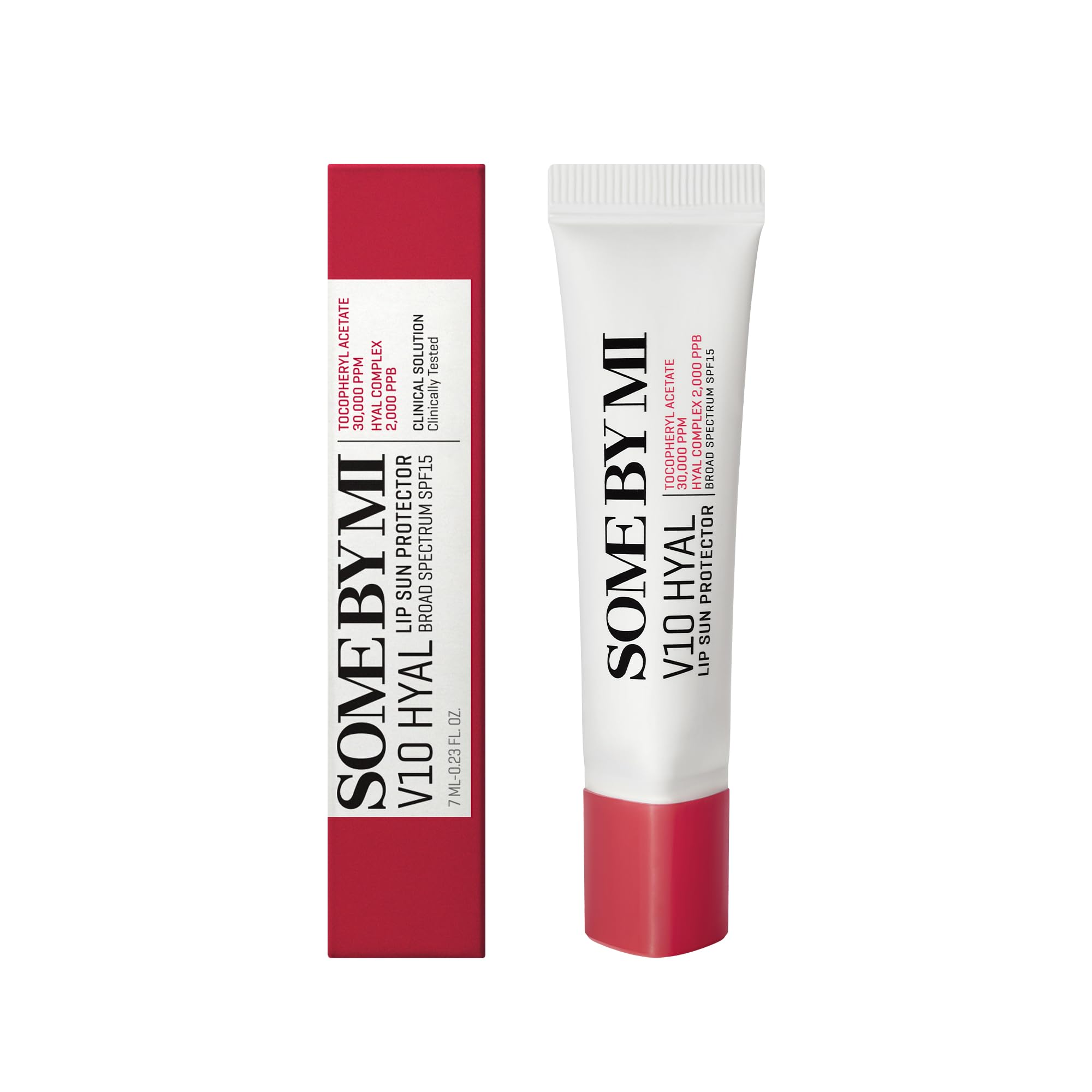 SOME BY MI V10 Hyal Lip Sun Protector Berry on lips in morning routine