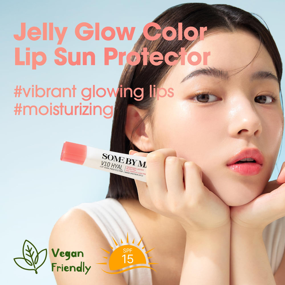 SOME BY MI V10 Hyal Lip Sun Protector Rosy glow texture melts smoothly on lips.