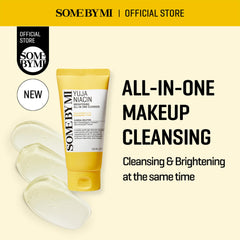 SOME BY MI Yuja Niacin Brightening Cleanser foaming dispenser displaying rich lather