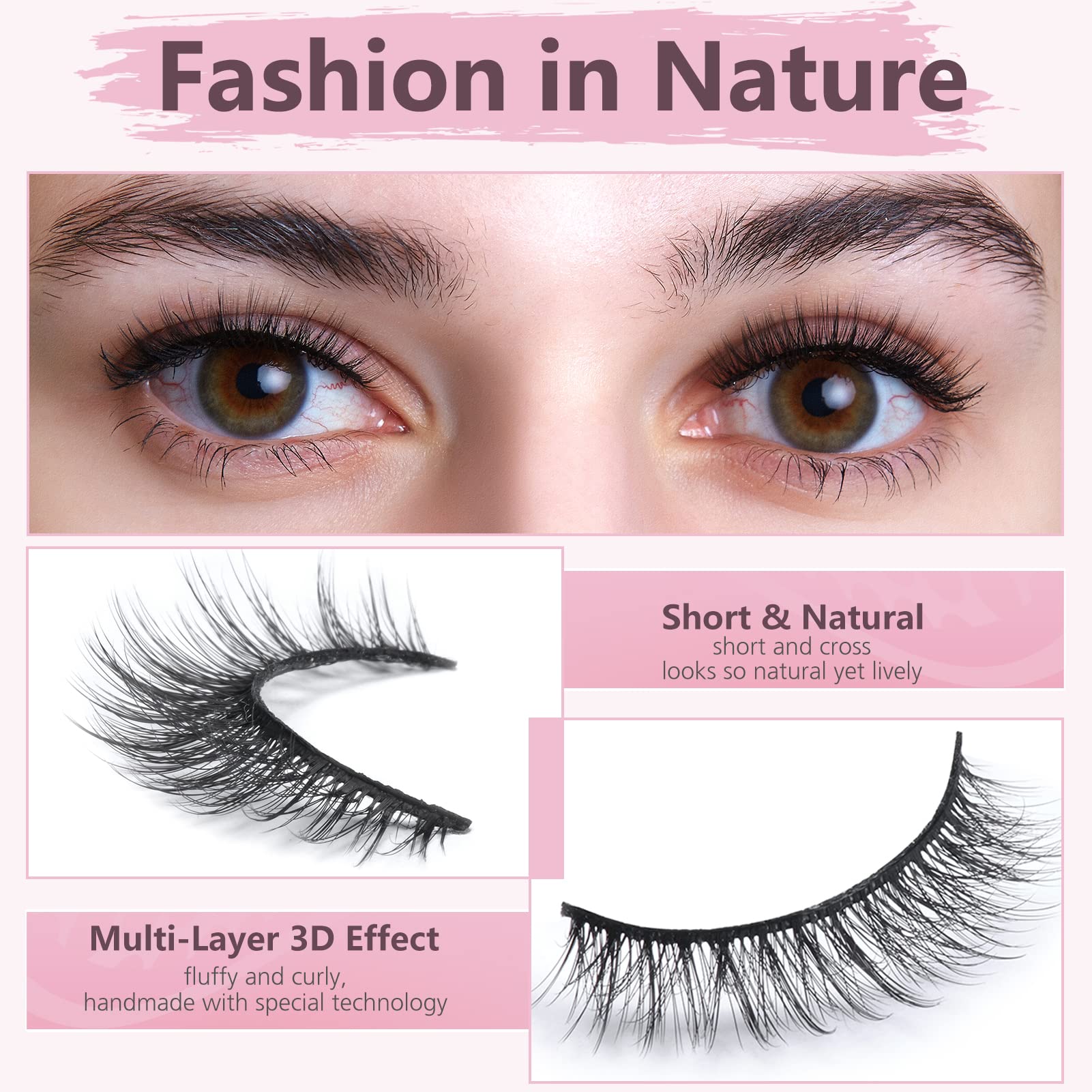 SONAFEEL False Lashes short natural 7–12mm length for balanced daily wear.