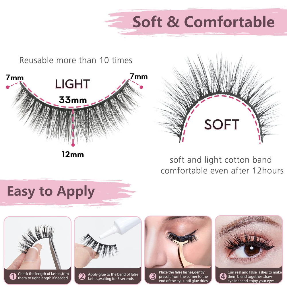 SONAFEEL False Lashes wispy crisscross pattern for soft eye framing.
