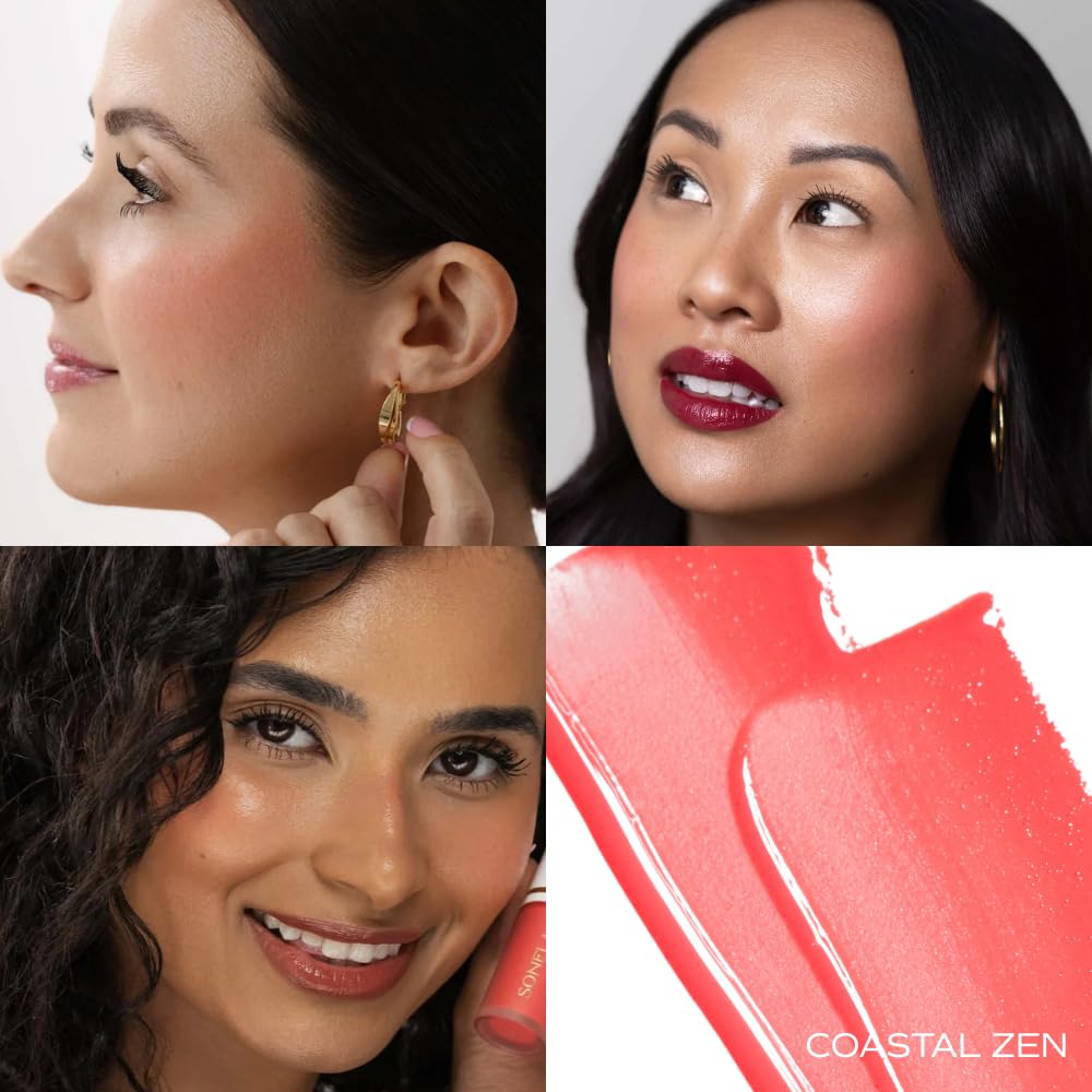 SONELA Blissful Moment Dewy Liquid Blush Coastal Zen brush stroke showing buildable color