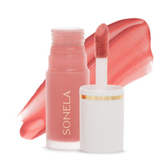 SONELA Blissful Moment Dewy Liquid Blush Petal Bloom application for natural color and hydration.