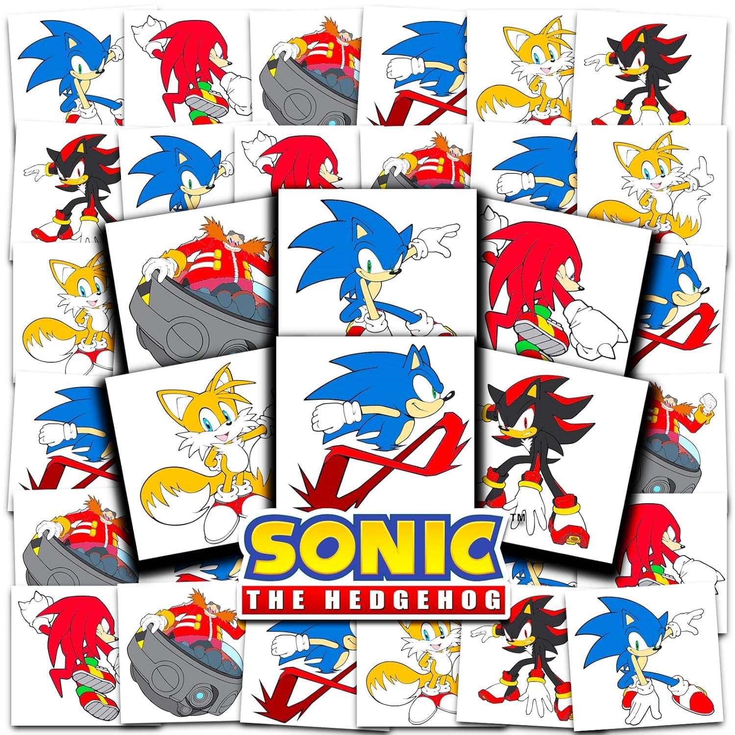 Sonic the Hedgehog tattoos featuring favorite characters for vibrant party fun.