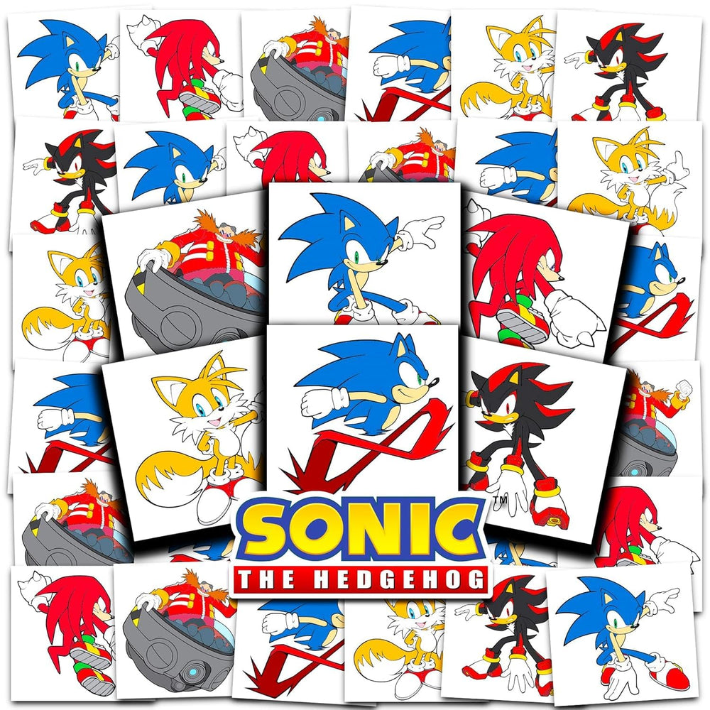 Sonic the Hedgehog tattoos featuring favorite characters for vibrant party fun.