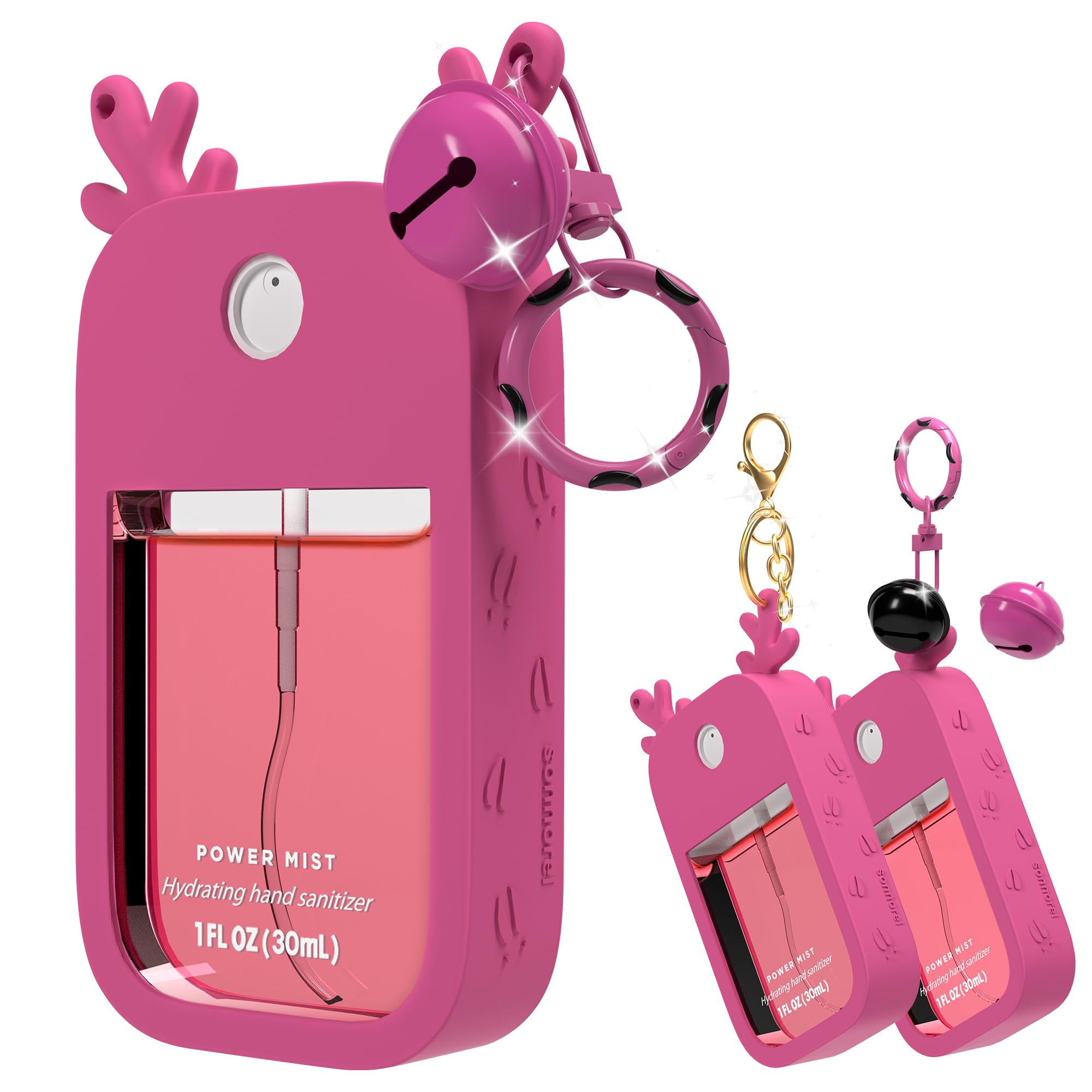 Sonnorel elk silicone case with antler design keeps Touchland 30ml sanitizer secure on-the-go.