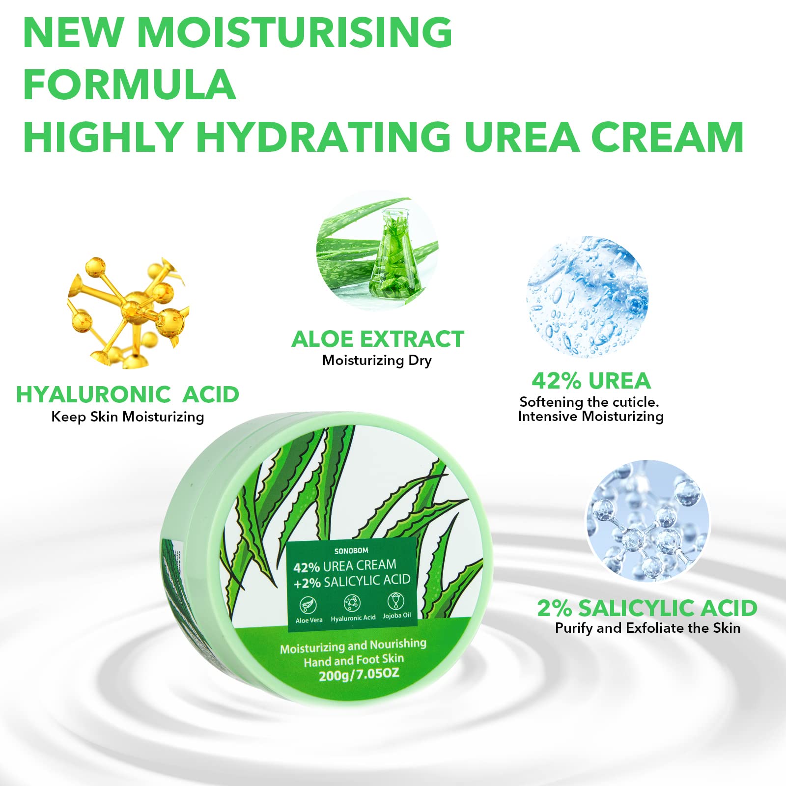 Applying Sonobom Urea Cream to feet to soothe rough patches