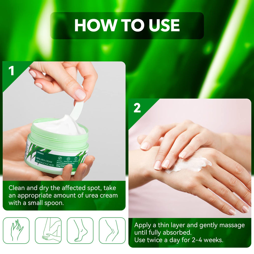 Sonobom Urea Cream on hands and elbows softens rough skin
