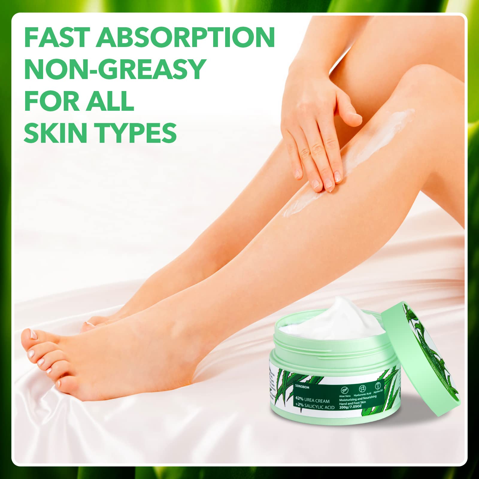 Sonobom Urea Cream natural ingredients support soft, moisturized skin