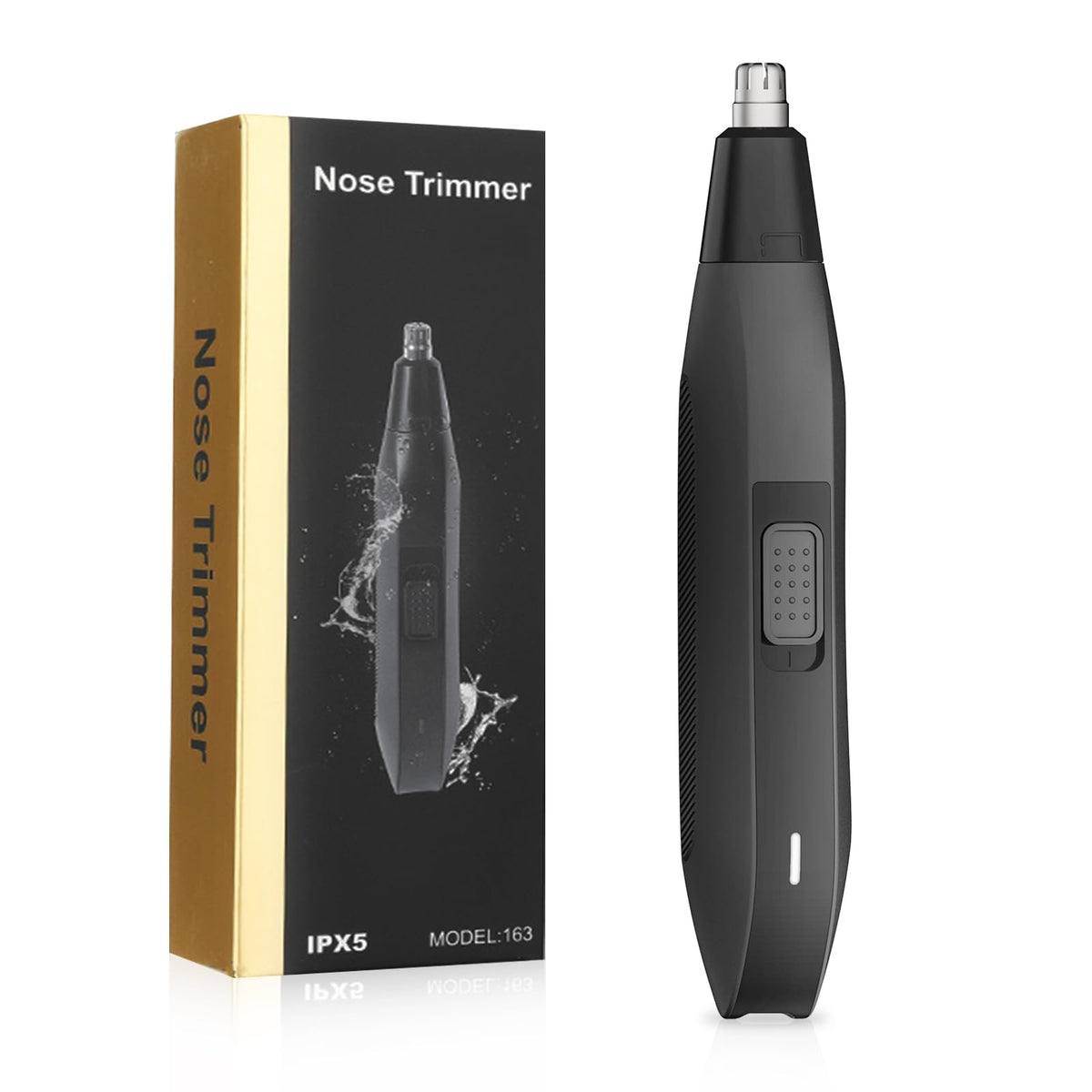 Soonsell electric nose hair trimmer front view, compact for travel and quick grooming.