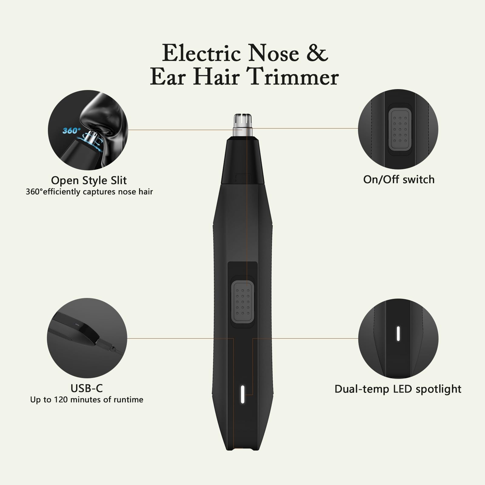 Soonsell nose-ear trimmer in hand, effortless precision for nostril and ear tidy.