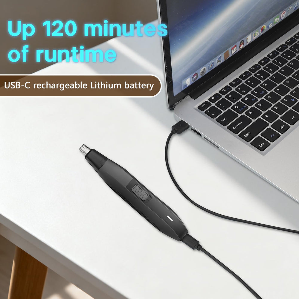 Soonsell travel-friendly rechargeable nose trimmer, long battery life for busy days.