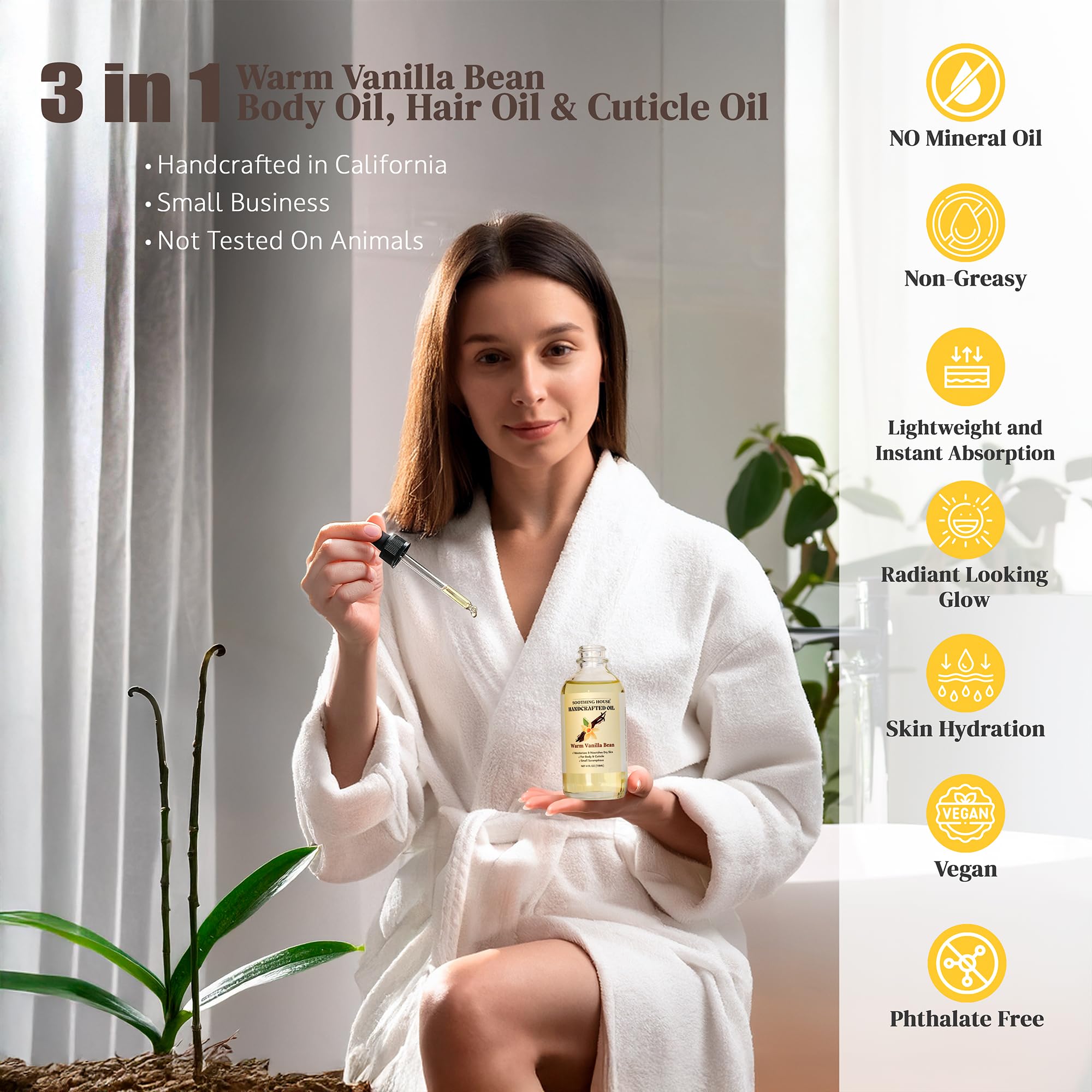 Soothing House oil on hands for daily moisturization.