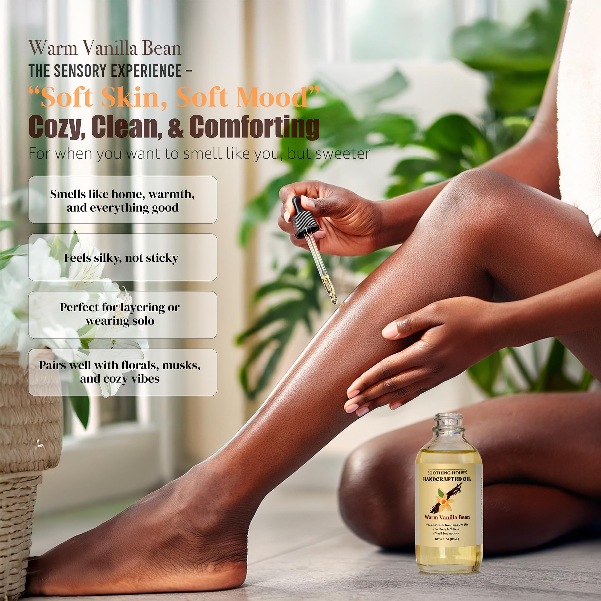 Soothing House skin after application shows a lightweight, radiant glow.