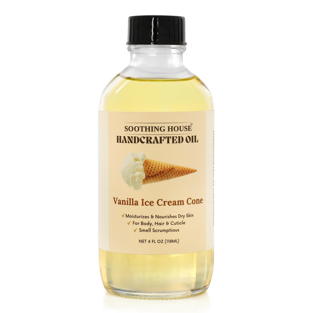 Soothing House Vanilla Ice Cream Cone Body Oil applied on arm for fast-absorbing moisture