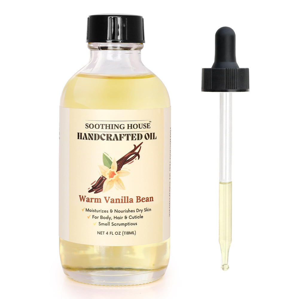 Soothing House Warm Vanilla Bean Body Oil bottle ready for quick hydration.