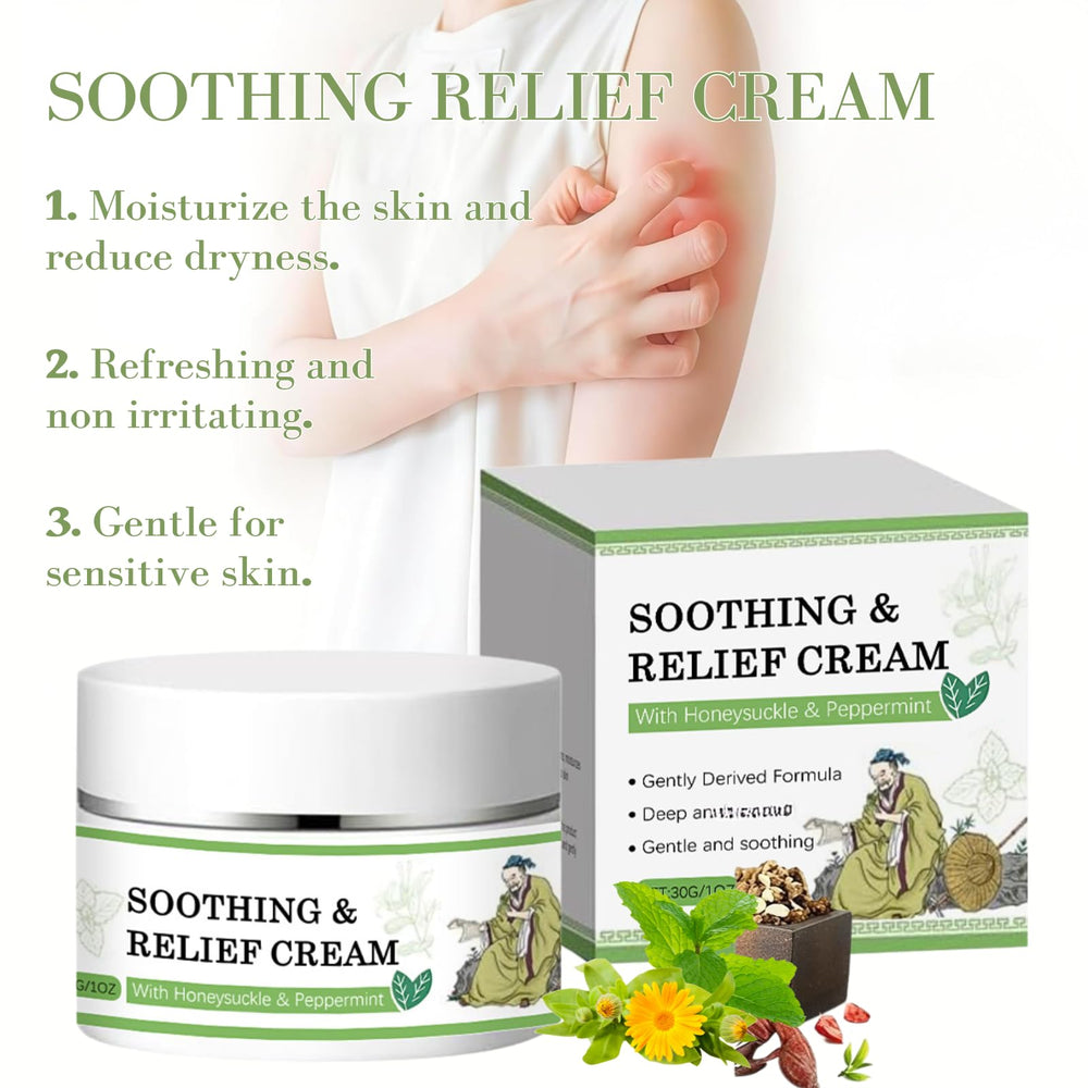 Soothing Relief Cream in hand during application for daily use
