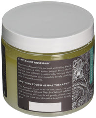 Soothing Touch Herbal Salt Scrub ingredients highlight peppermint, rosemary, hibiscus for refreshed skin