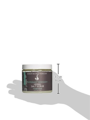 Soothing Touch Herbal Salt Scrub in a spa-like shower setup for a refreshing ritual