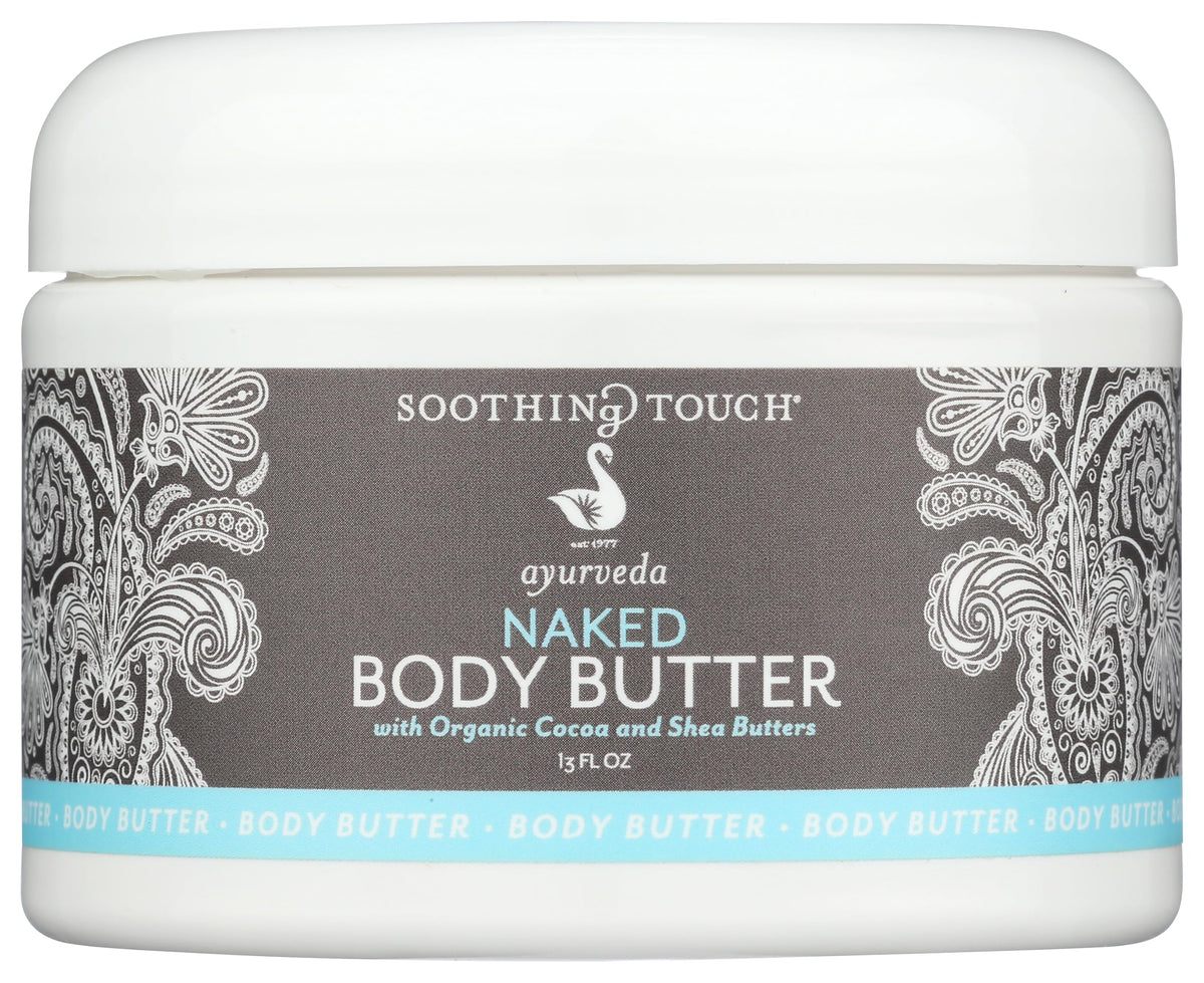 Soothing Touch Naked Body Butter unscented bottle showing fragrance-free hydration for all-over moisture