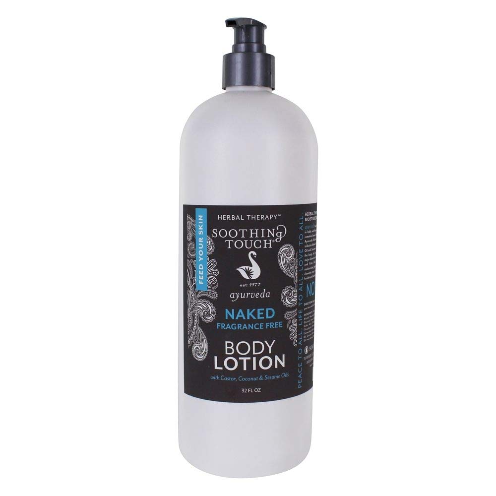 Soothing Touch Naked Body Lotion fragrance-free bottle close-up highlighting hydrating formula for dry skin