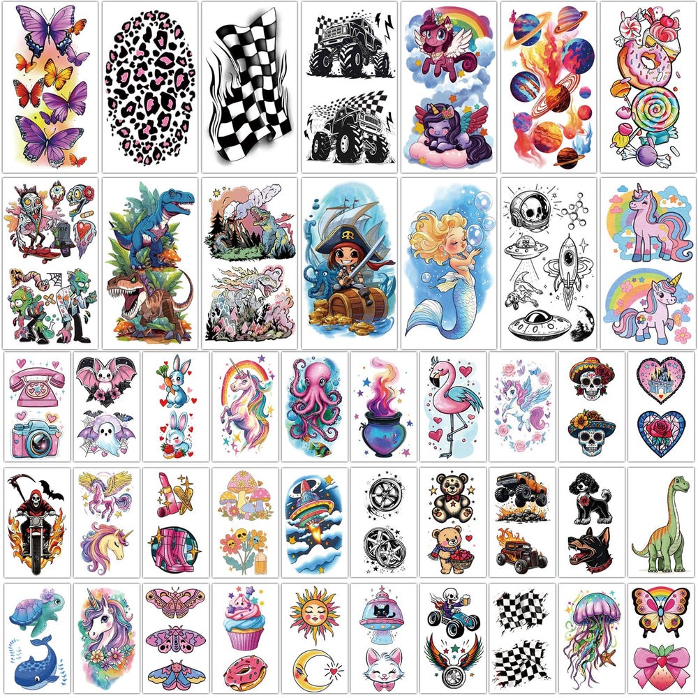 SOOVSY 52pcs half-arm trucks planets tattoos, perfect for playful adventures.